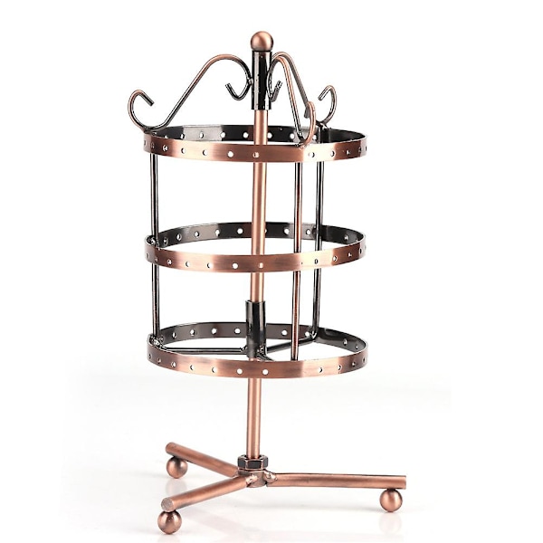3Colors Creative 3Tiers 72Hål Roterbar Örhänge Organizer Display Stativ Metall Smyckeshållare