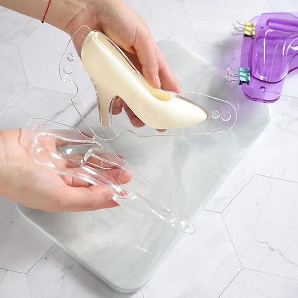 Plastform klar högklackad sko chokladform DIY tårta 3D godisformningsverktyg