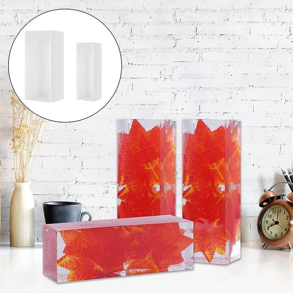 2PCS Olika Storlekar Silikon Hartsformar, Djupa Rektangulära Epoxihartsformar med