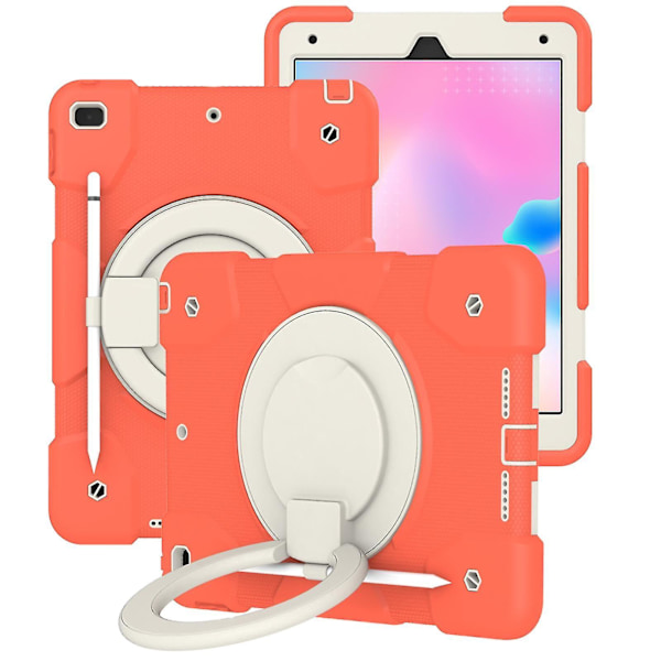 Nytt 360 roterande stativfodral för iPad Air 10,2 tum 2019/2020 med axelrem, kameraskydd (korallorange)
