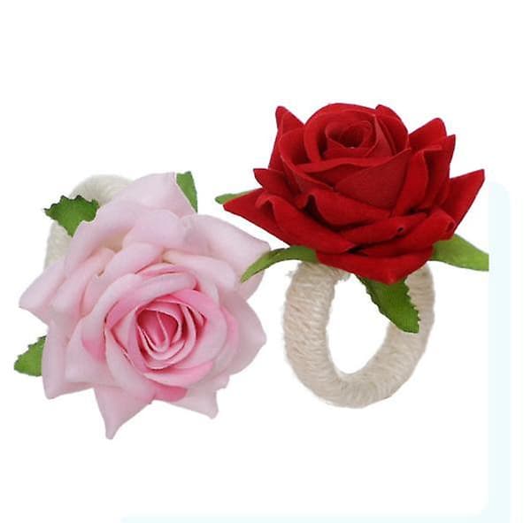 Handgjorda blomservett-ringar set om 6 Vit