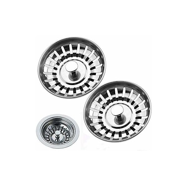 Rostfritt Stål Kök Sil Vask Propp Hål Diameter 79mm Silver 2-pack