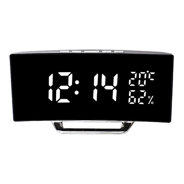 Digital väckarklocka, LED-väckarklocka för sängbord, 12/24 timmar, 2 larm, temperatur och luftfuktighet, justerbar ljusstyrka, snooze, USB-strömförsörjning, minne