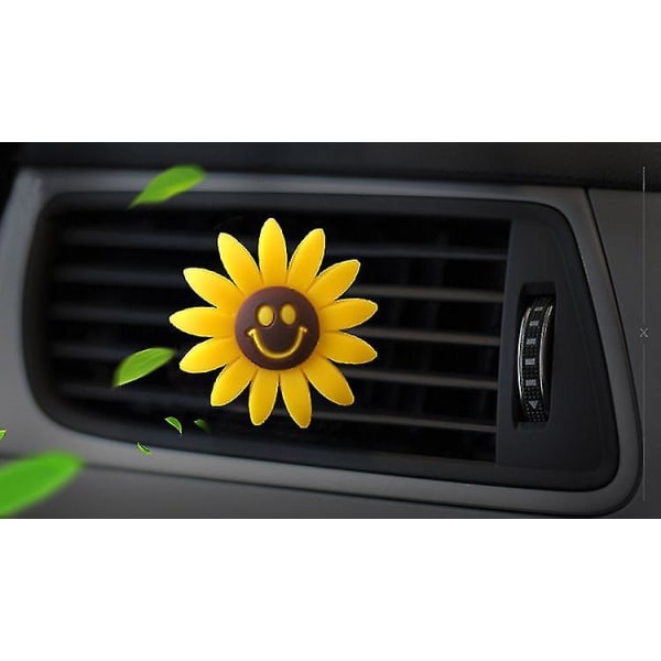 2kpl Autokoru söpö keltainen auringonkukka auton sisätilojen tuuletusaukkojen koristeet hajuvesi Creative tuoksu ilmanraikastinpidike