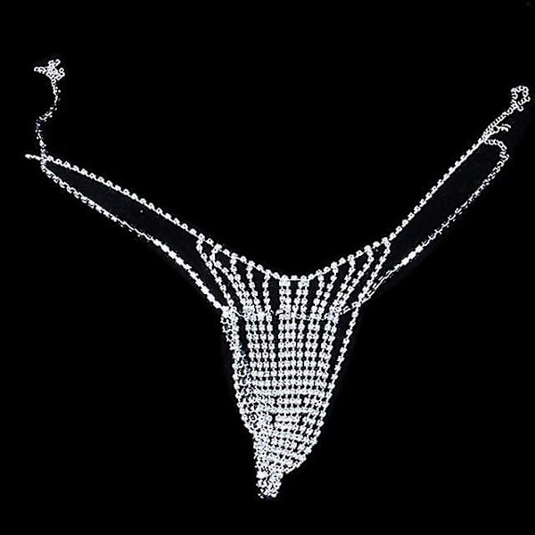 Nyeste Sexy Hollow Rhinestone Body Chain Bra Tilbehør Halskjede Kvinner Crystal Thong Undertøy Body Smykker Gave