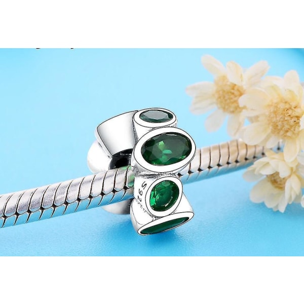 Armbånd 925 Sterling Sølv Grønne Spacer Beads Ch Gjør-det-selv-smykker |ch