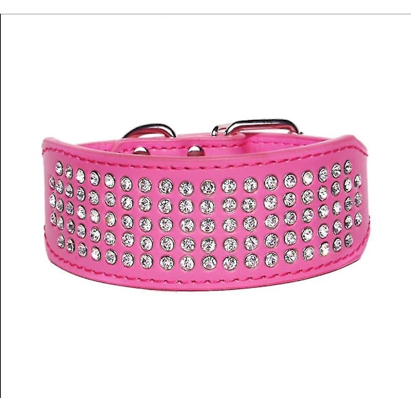 Luxury Leather Rhinestone Dog Collar for Large, Medium, Small Dog Red XS with DIY Digital Pendant