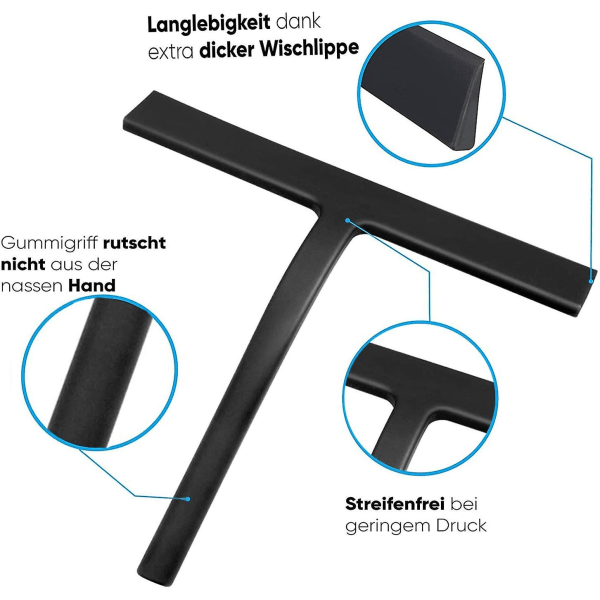 Piao Silikon Duschrakel, Fönsterrakel, Badrumsskrapa, Silikon Fönsterrakel För Dusch, Badrum, Spegel, Glasrengöring, Kakel (svart