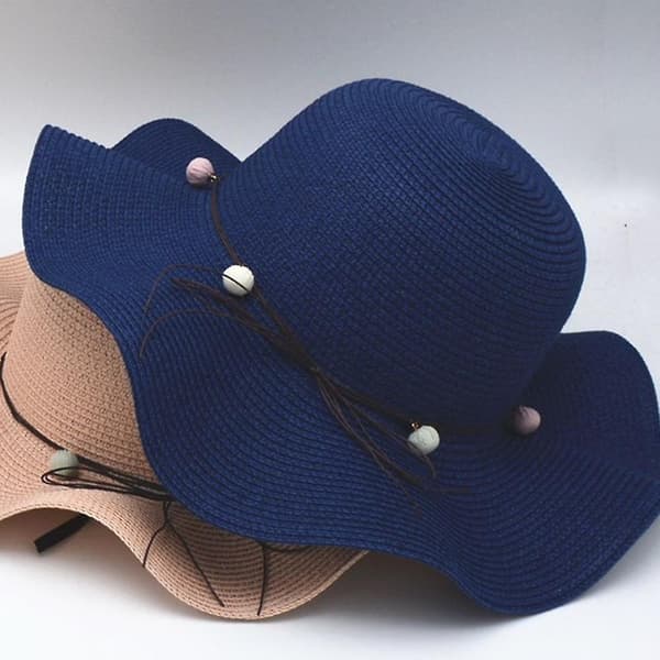 Dame Halmhatt Bred Bremskjerm Strand Solhatt Foldbar Stor Dame Floppy