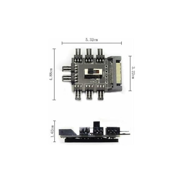 8-vägs PC-fläkthub LYLM SATA-gränssnitt Hastighetsregulator PCB-adapter