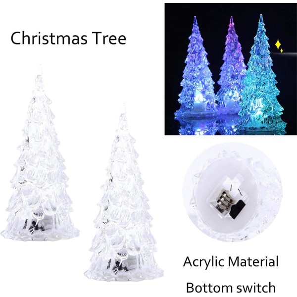 3 Stk Oplyst juletræ Farverigt Led Akryl Natlys Julepynt