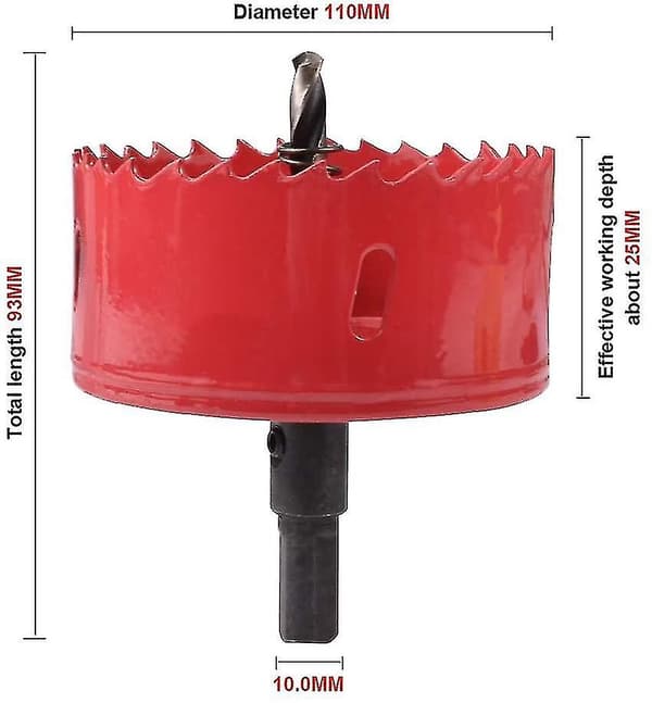 Hullåpnerbor for tre, aluminium, jernplate, rør, plast 110 mm
