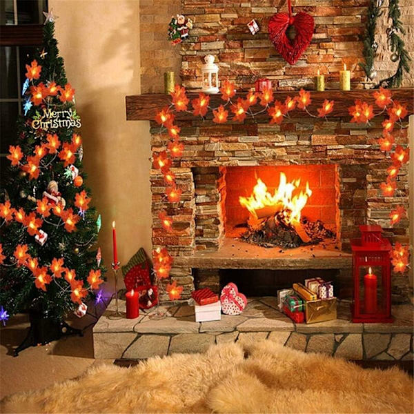 longziming 3m 20 LED Lönnlöv ljusslinga med fjärrkontroll 3 AA-batterier för Thanksgiving-dekoration