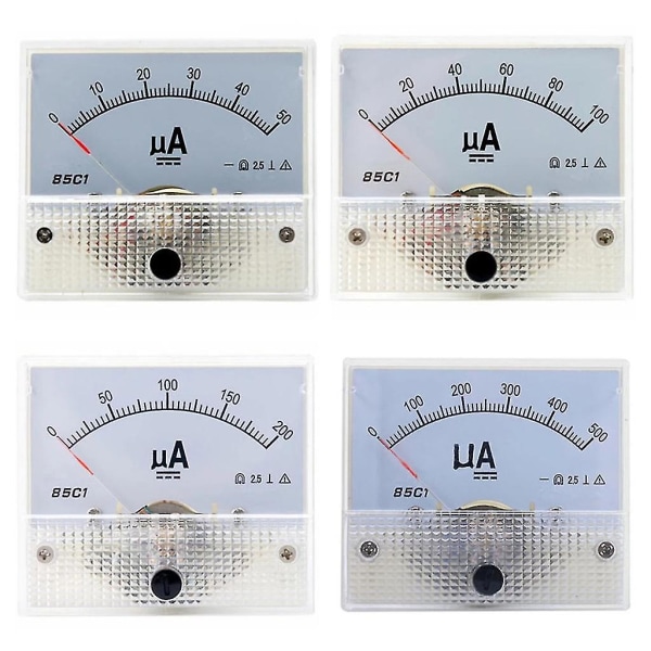 Ampere Analog Meter Panel Strømmåler Rektangel Panelmonteret Strømmåler（0-200uA）