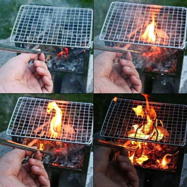 2-pack hopfällbara rostfria stålkaminrör för utomhusöverlevnad camping BBQ