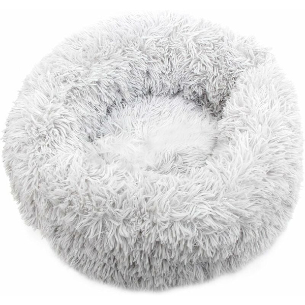 Rund husdjurssäng, lugnande säng för hundar, katter, hunddonuts, valpar, katter, kattungar (20\" diameter)