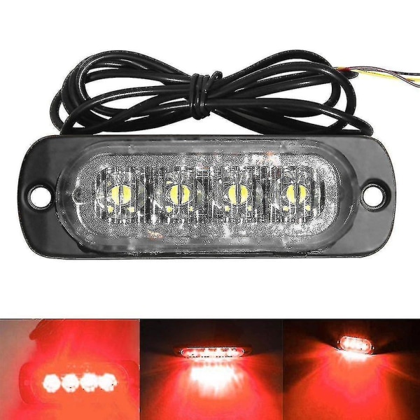 4 Led 12-24v Auton Ajoneuvon Kuorma-auton Strobe-vilkku Sivuvaroitus Varoituslamppu