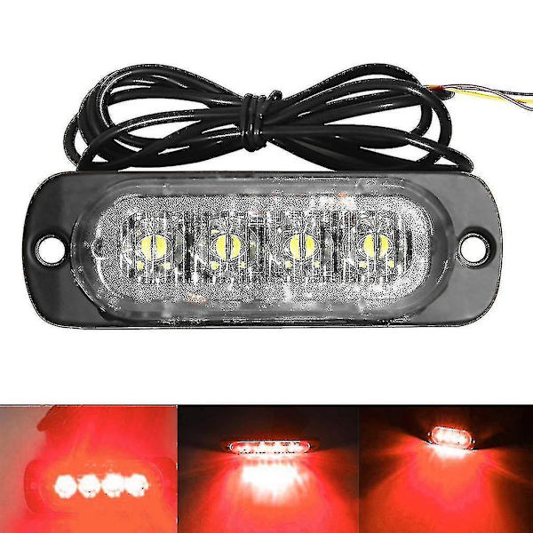 4 LED 12-24V Bil Kjøretøy Lastebil Strobe Flash Lys Side Advarsel Forsiktighetslampe
