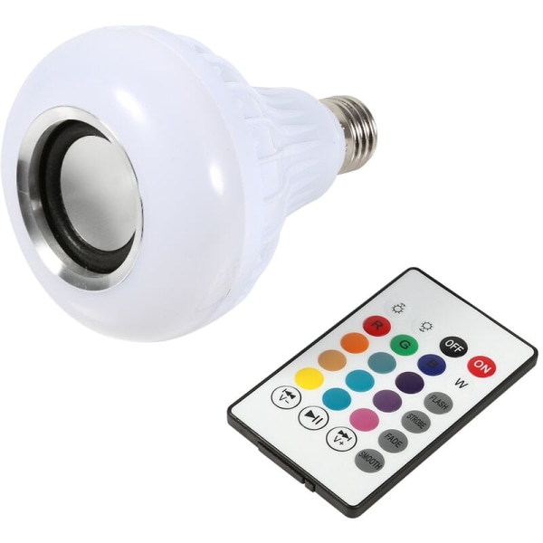 E27 12W LED RGB Bluetooth högtalarlampa Trådlös musikuppspelningslampa med fjärrkontroll