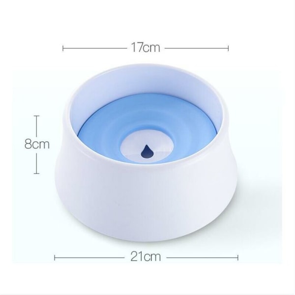 Automatisk en-delad hund- och kattvattendispenser utan blöt mun, stänksäker, halkfri husdjursvattendispenser (blå) - 21 x 8 cm