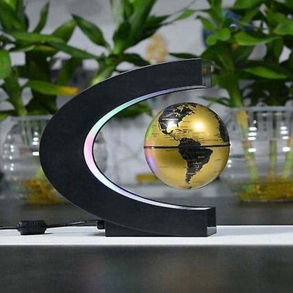 Led-lys opplyst globus magnetisk svevende levitasjonsglobuslampe med LED-lys og C-formet base for hjem og kontor dekorasjoner