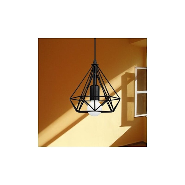 Cham Metal Retro Pendellampor Industriell Kandelaber Nordisk Stil Lampskärm Diamantlock E27 Svart