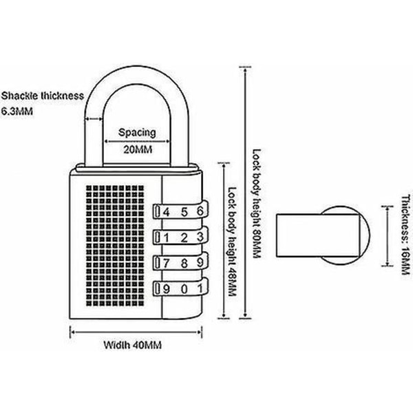 2 pakka yhdistelmälukot koulujen kaappeihin, työkalulaatikkoon, ulkolukot, pienet yhdistelmälukot, digitaaliset, liiketunnisteiset, nollautuvat, 4-numeroinen yhdistelmä