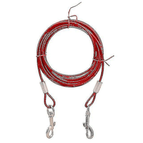 Ståltråd Hundekobbel for To Hunder Anti Bite Tie Out Kabel Utendørs Ledning Dobbel Kobbel
