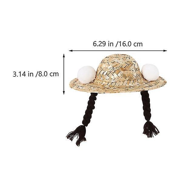 1 st halmflätad hatt för husdjur, flätad hattdekor, halmhatt för husdjur, sommarhattdekor
