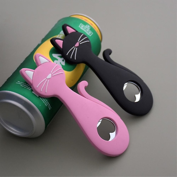 Creative Portable Katteformet Magnet Oplukker, Vinøl Drikkeåbner (pink)
