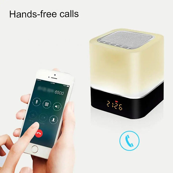 Trådlös Bluetooth-högtalare Lampa Nattljus Tidsskärm Alarm Klockpåminnelse Flerfärgsförändring Högtalare Stöd Tf-kort
