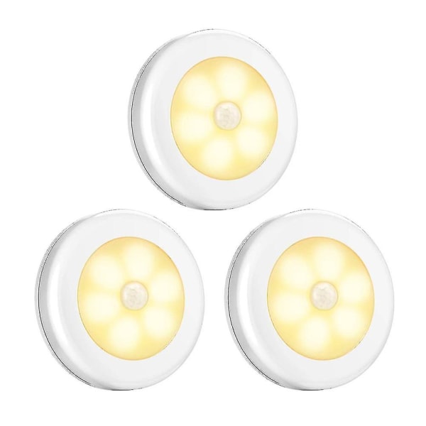 Rund Smart LED Natlampe Skab Seng Soveværelse Garderobe Skab Belysning Magnetisk Induktion Lampe uden Batteri