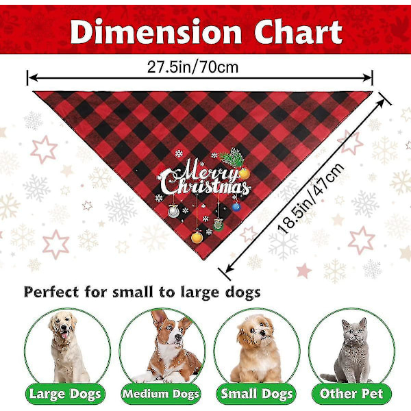 2-pack hundbandanas, stora julrutiga husdjurssjalar, triangelförkläden, god jul-tryck husdjurshalsduk