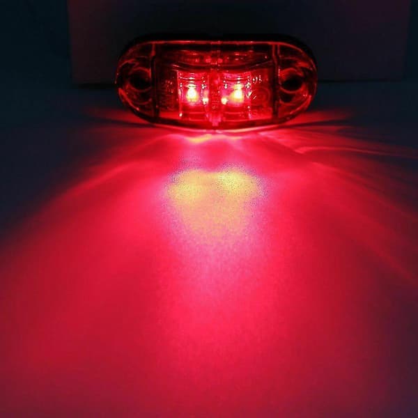 10x Røde LED 2,5 tommer 2 Diode Lys Oval Clearance Trailer Truck Side Lampe（Rød）