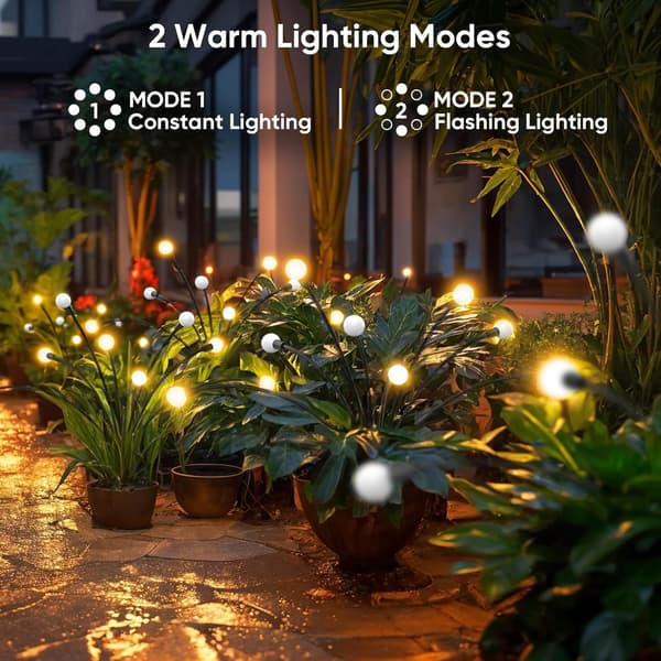 4-pakke solcelle-ildflue lys, 32 LED, utendørs vanntett, hagedekorasjon, solflimrende lys