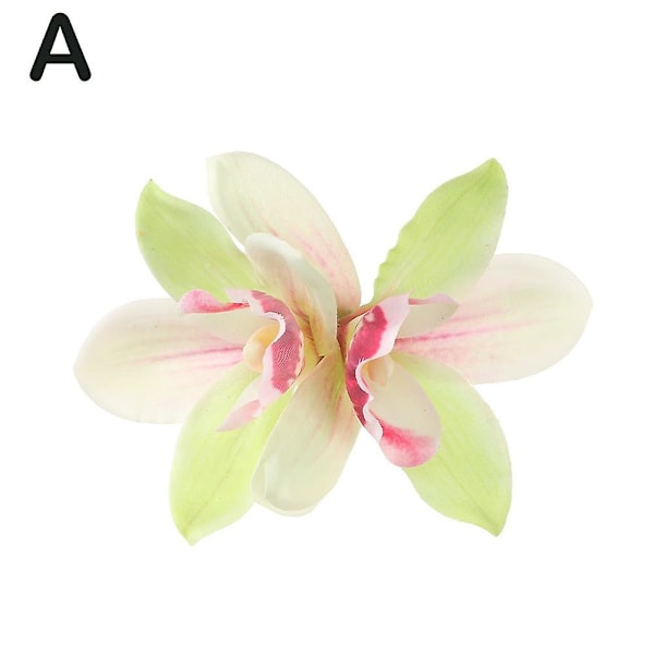 Dubbelblommig hårnål orkidé blommor hårklämmor Hawaii mode hårklo kvinnor（grön）