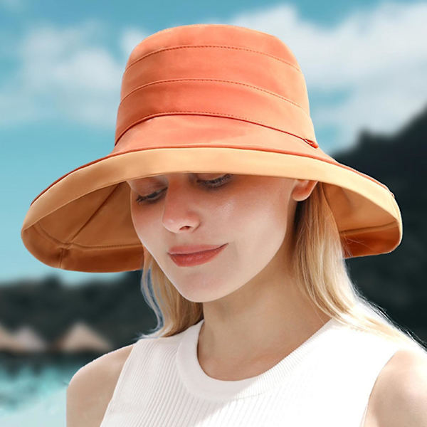 Kvinnlig fiskarehatt Kontrastfärg Rund Lätt Fasten String Anti-uv Lady Cap Huvudbonad（Grå）