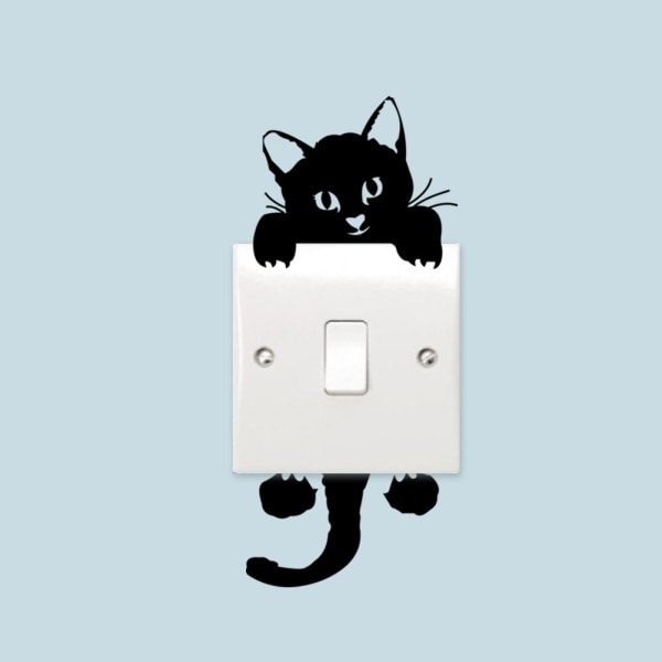 2st Switch Cat Wall Sticker Light Switch dekorativ dekal