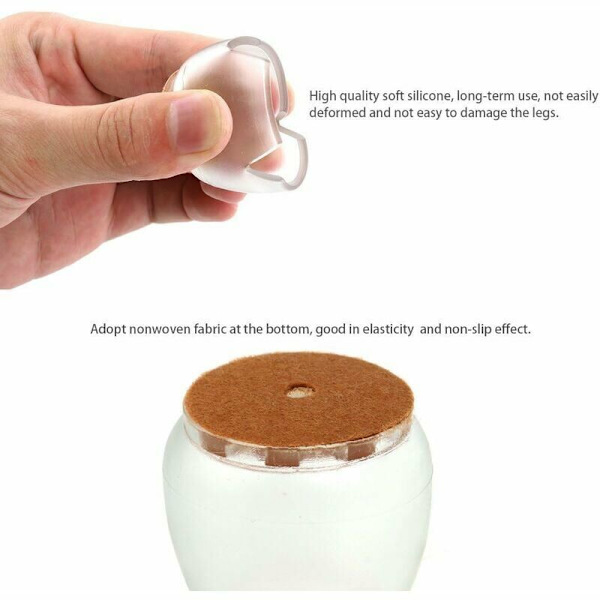 16 st möbelbensskydd 12mm-16mm silikon möbler halkfri matta möbelgolvmatta stolsbensöverdrag dold bordsgolvskyddsmatta randig rund fot