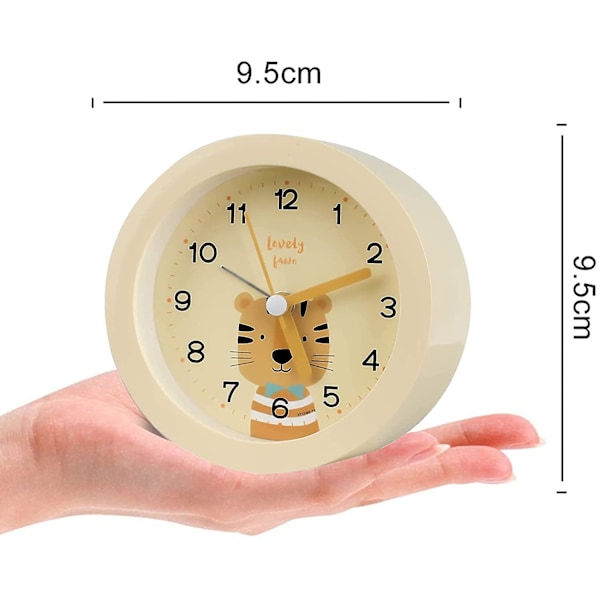 Barnealarmklokke uten tikking Gutter Jenter Rund Tegneserie Lys Alarmklokke Reisealarmklokke Student Alarmklokke（Gul）