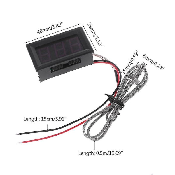 Termoelement Temperatursensor M6 Digitalmätare LED-display K-typ