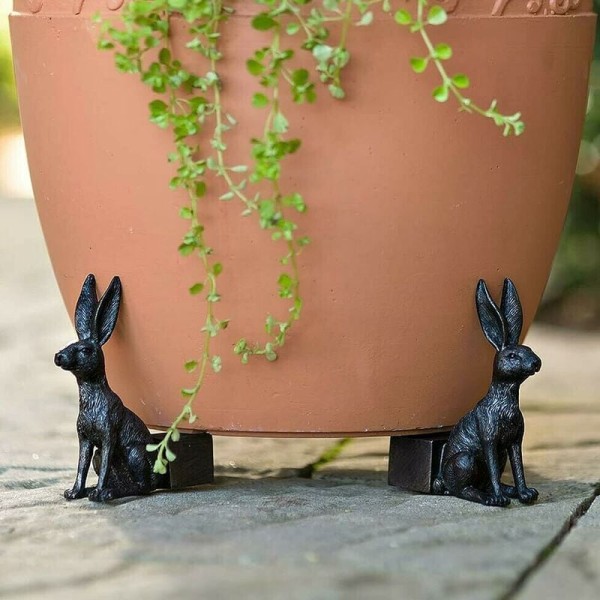Krukväxtställ Set med 3 djurkrukhållare Hartsstödfötter Handgjorda för trädgårdsdekoration (kanin)