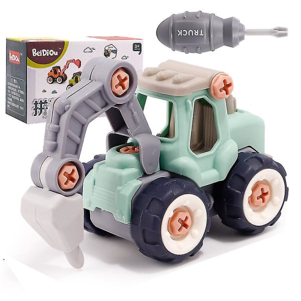 Gør-det-selv-konstruktionskøretøjer skiller ad Bil Børn Legetøj Ingeniørlastbiler Pædagogisk stammebygningsgave til drenge piger（gravemaskine）