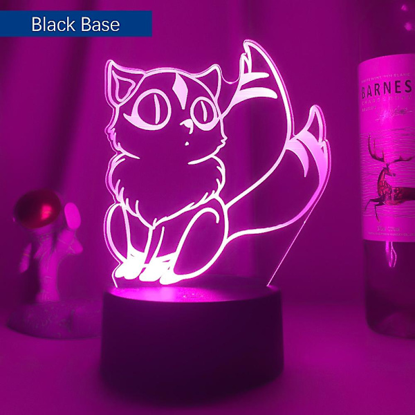 Söt Kirara Figur Led Nattlampa För Sovrumsdekoration Led Touch Sensor Färgglad 3d Nattljus Unik Anime Inuyasha PresentSvart Bas