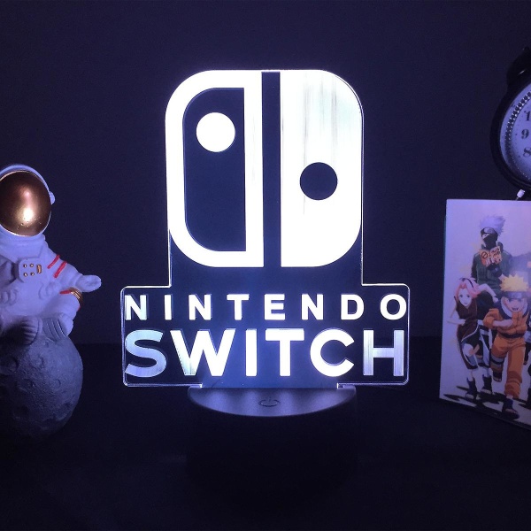 7/16 färger 3d nattljus Nintendo Switch-logotyp Figur LED-lampa för barn sovrumsdekoration FödelsedagspresentYD-3767