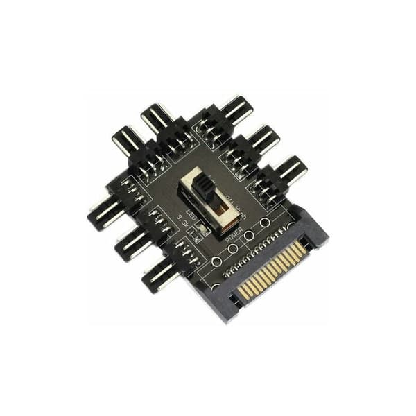 8-vägs PC-fläkthub LYLM SATA-gränssnitt Hastighetsregulator PCB-adapter