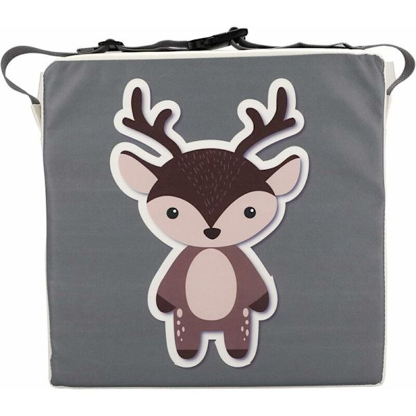 Baby Booster Pillow - Justerbar tvättbar stolskudde med remmar - Hjortdesign (Grå) MODOU