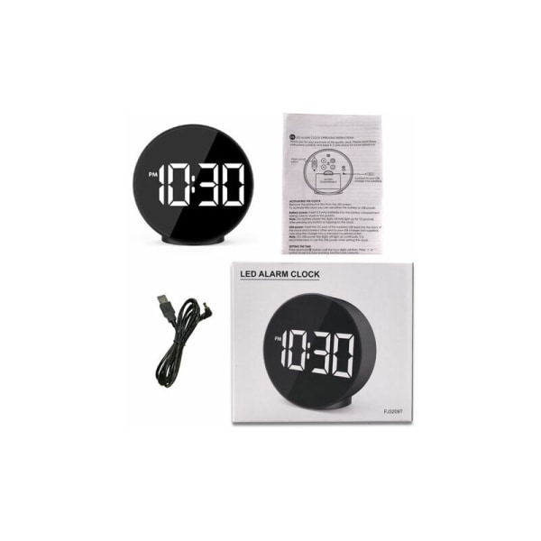 Digital väckarklocka LED digitalklocka digital väckarklocka temperatur/2 larm/12/24 timmar/USB-laddningsport (svart) CHAM