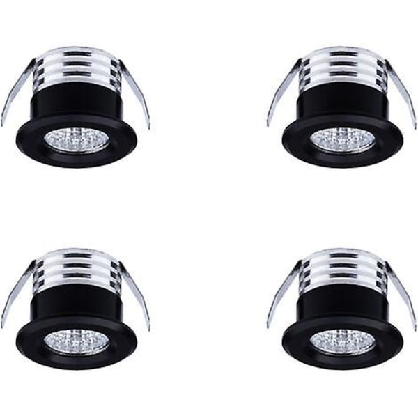 4 Mini Spotlight Led Castables, 3 W, Nøytral Svart Armatur