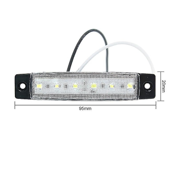 10 stk. Blå 12v,6 Led Side Markør Indikator Lys Lastbil Trailer Bus